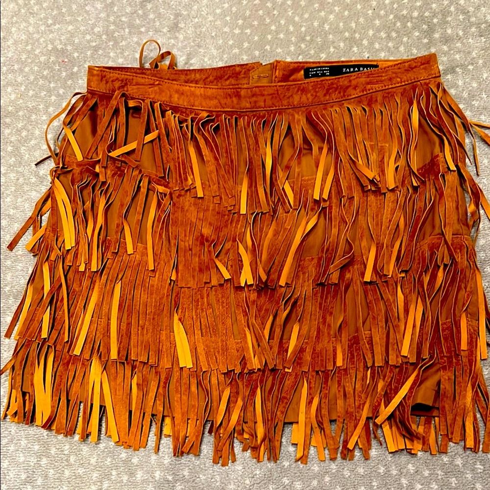 Zara Women’s Fringe Skirt - Orange